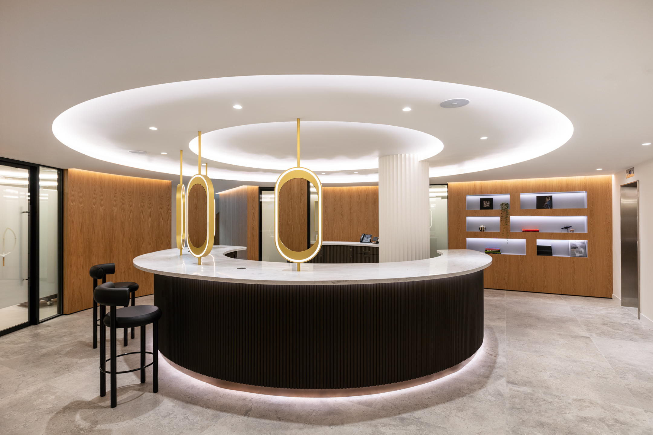 Ouronyx London clinic interior featuring modern architectural LED lighting design
