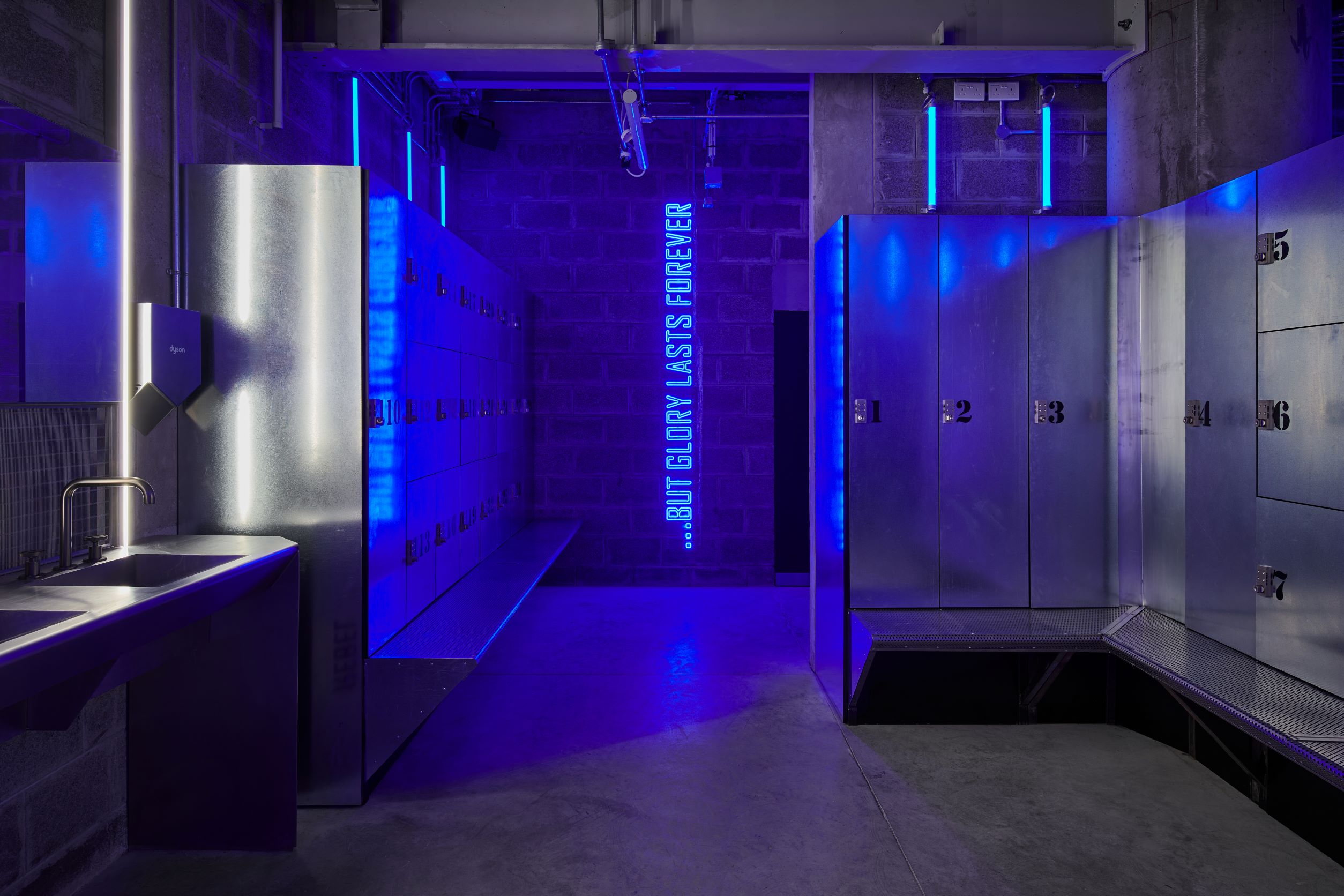 1Rebel Dubai gym interior with dynamic blue LED lighting design by LEDFlex